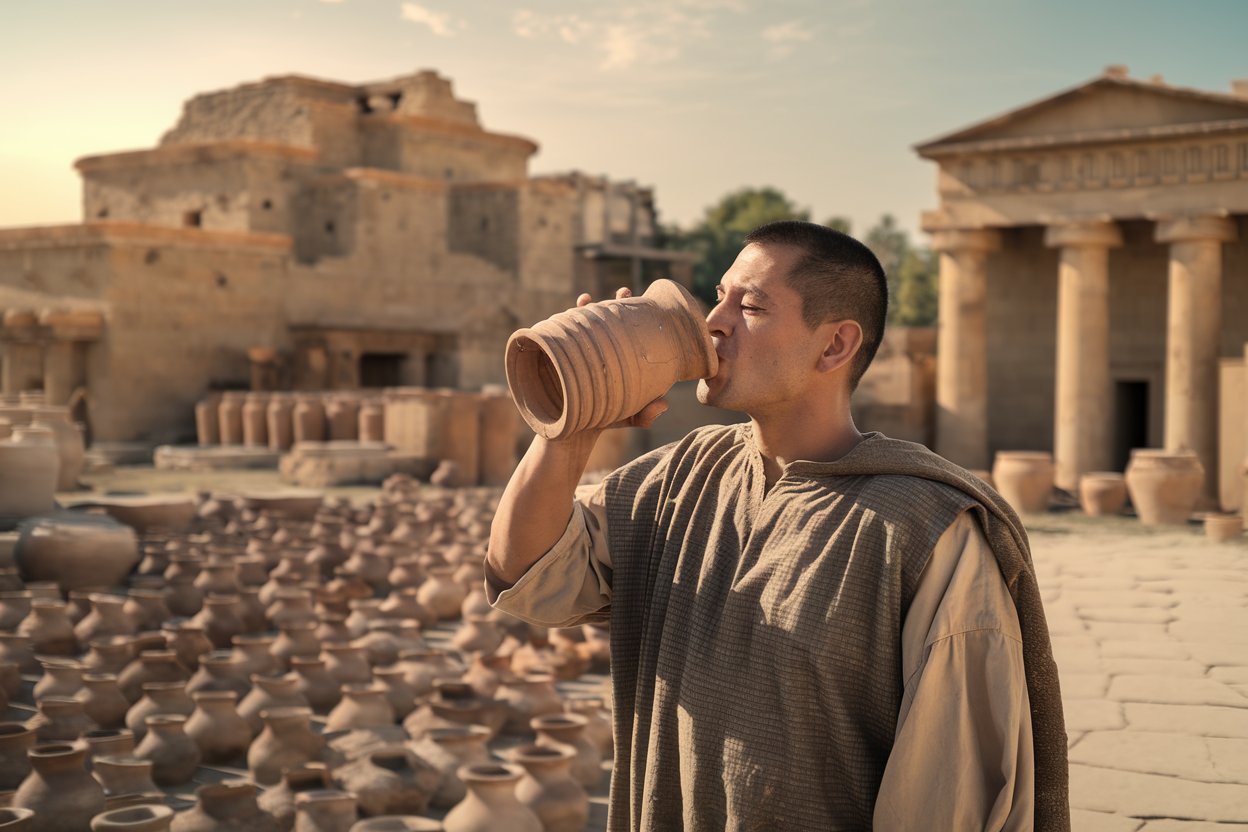 a-photo-of-a-sumerian-worker-drinking-beer
